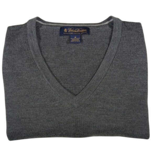 Brooks Brothers extra Italian fine Merino wool v neck sweater Medium - Picture 1 of 6